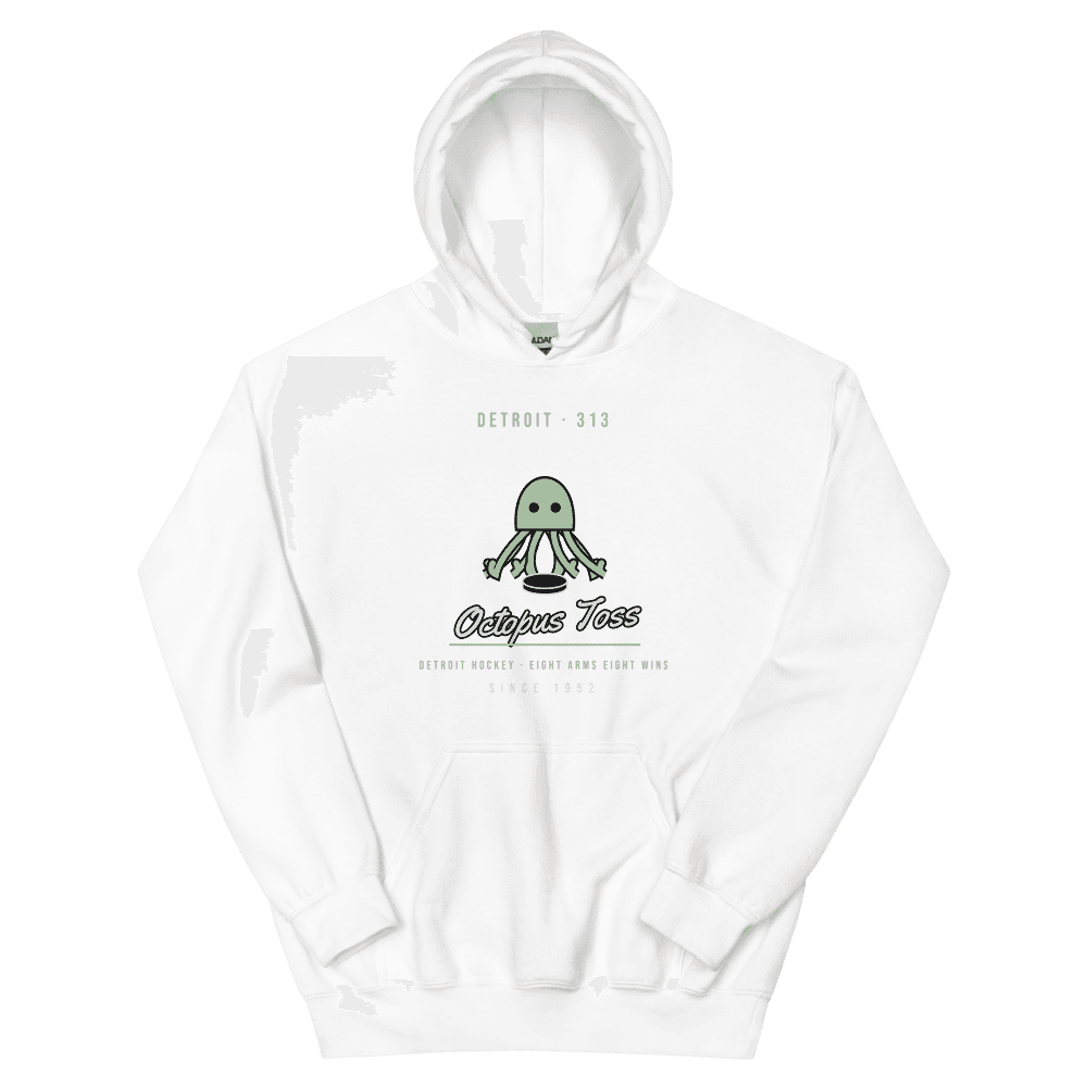 Detroit Octopus on the Ice Hockey on White Hoodie