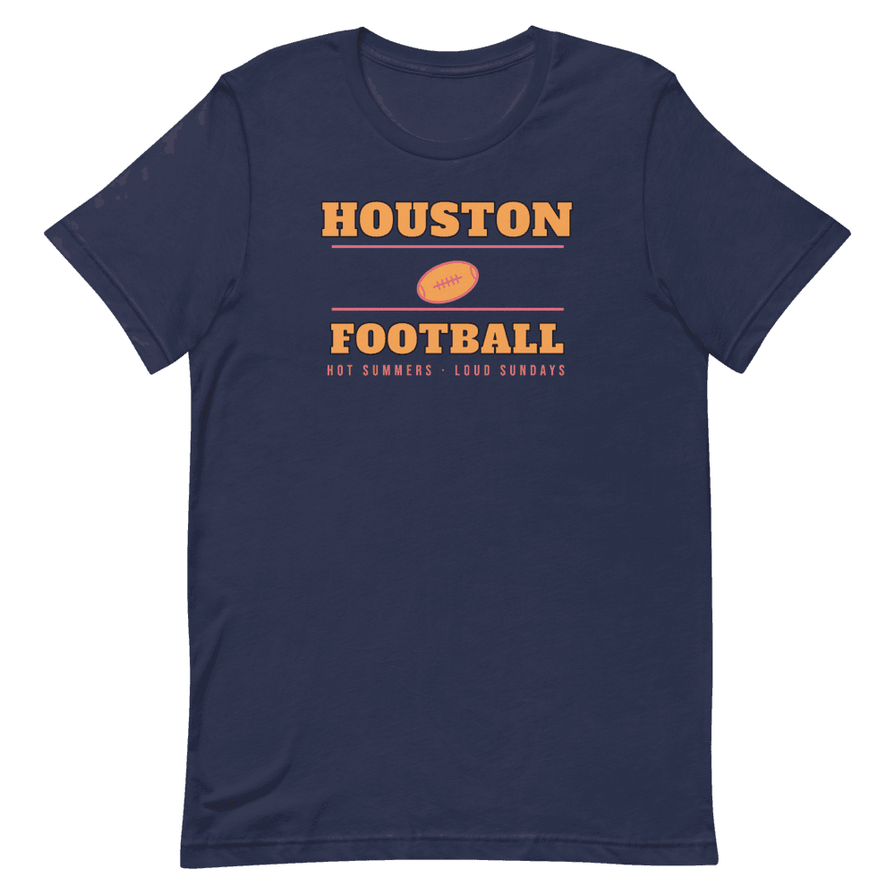Houston Football Hot Summers Loud Sundays on Navy T-Shirt