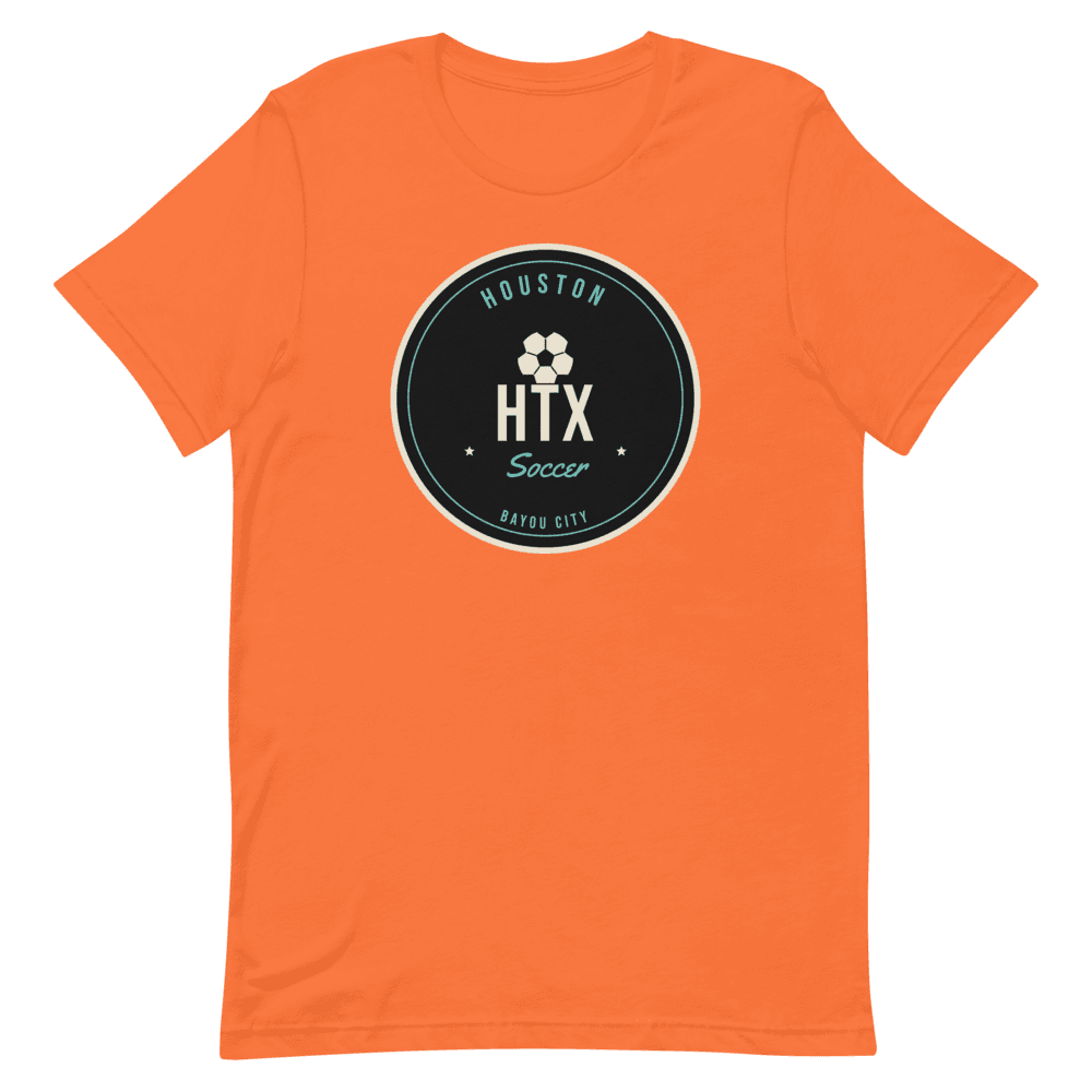 Houston Bayou City Soccer Badge — Orange T-Shirt