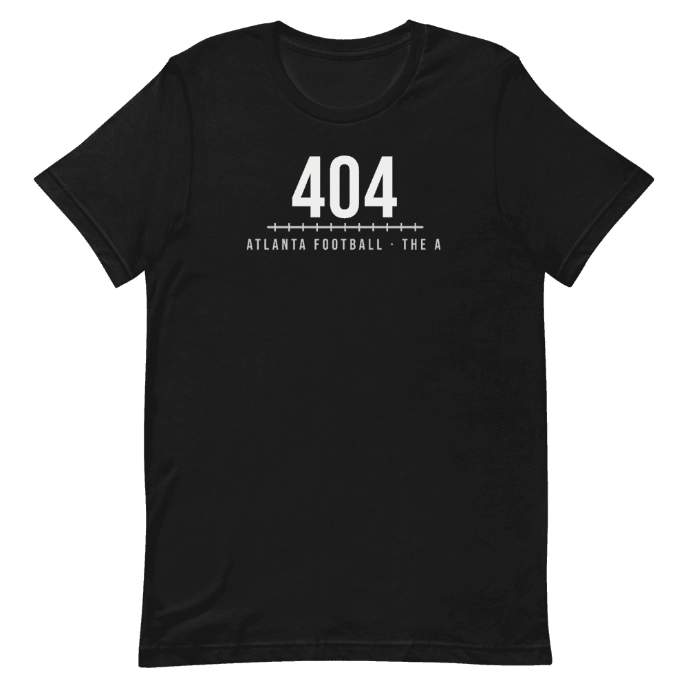 Atlanta 404 Football on Black T-Shirt