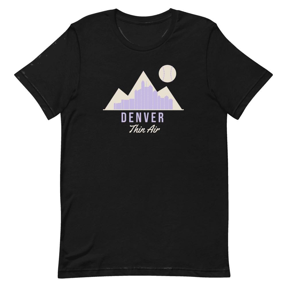 Denver Thin Air Mountain Baseball — Black T-Shirt