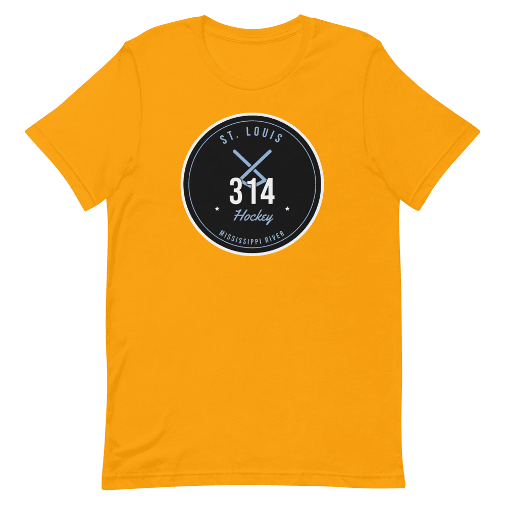 St. Louis 314 Mississippi Hockey Badge — Gold T-Shirt