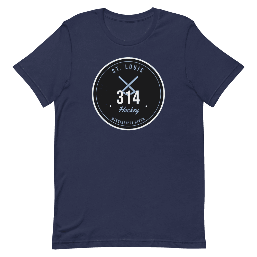St. Louis 314 Mississippi Hockey Badge — Navy T-Shirt