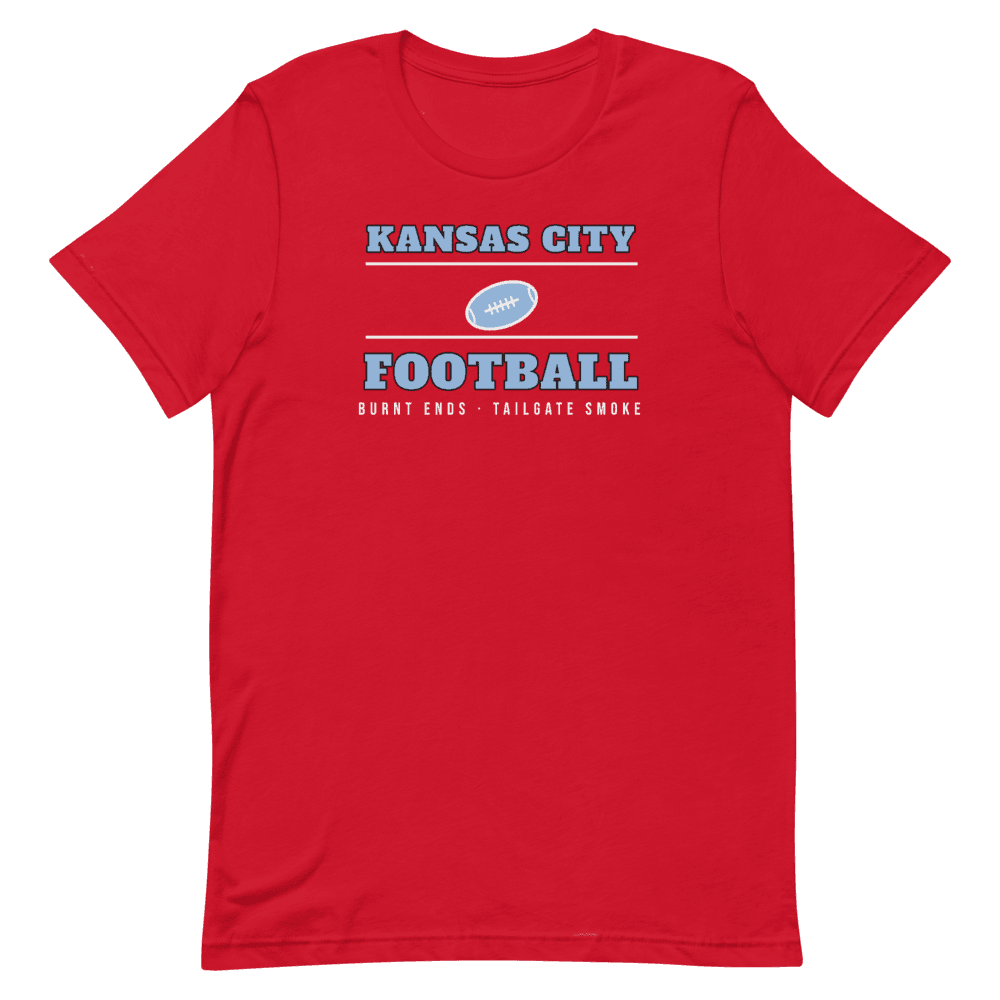 Kansas City Football Burnt Ends Tailgate on Red T-Shirt