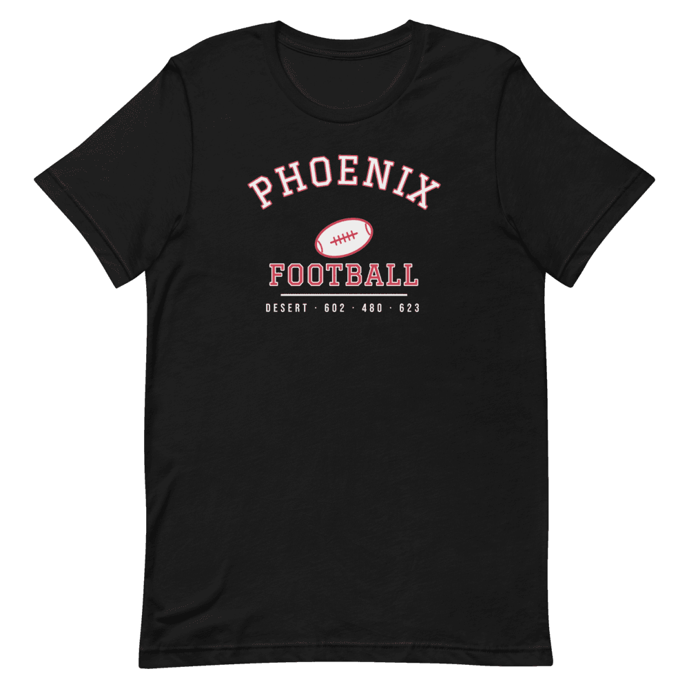 Phoenix Desert Football Collegiate Arch — Black T-Shirt