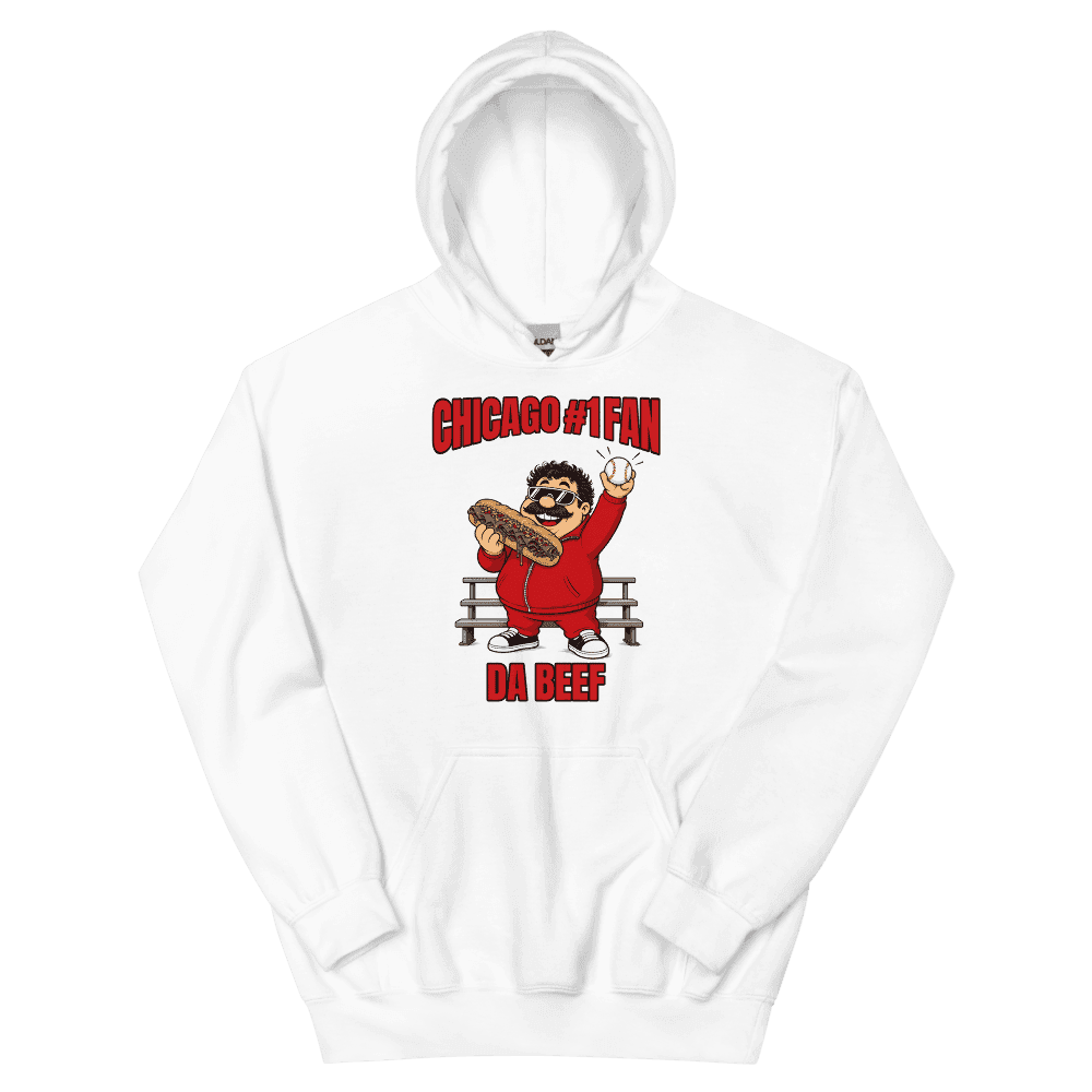 Chicago #1 Fan Italian Beef Stache — White Hoodie
