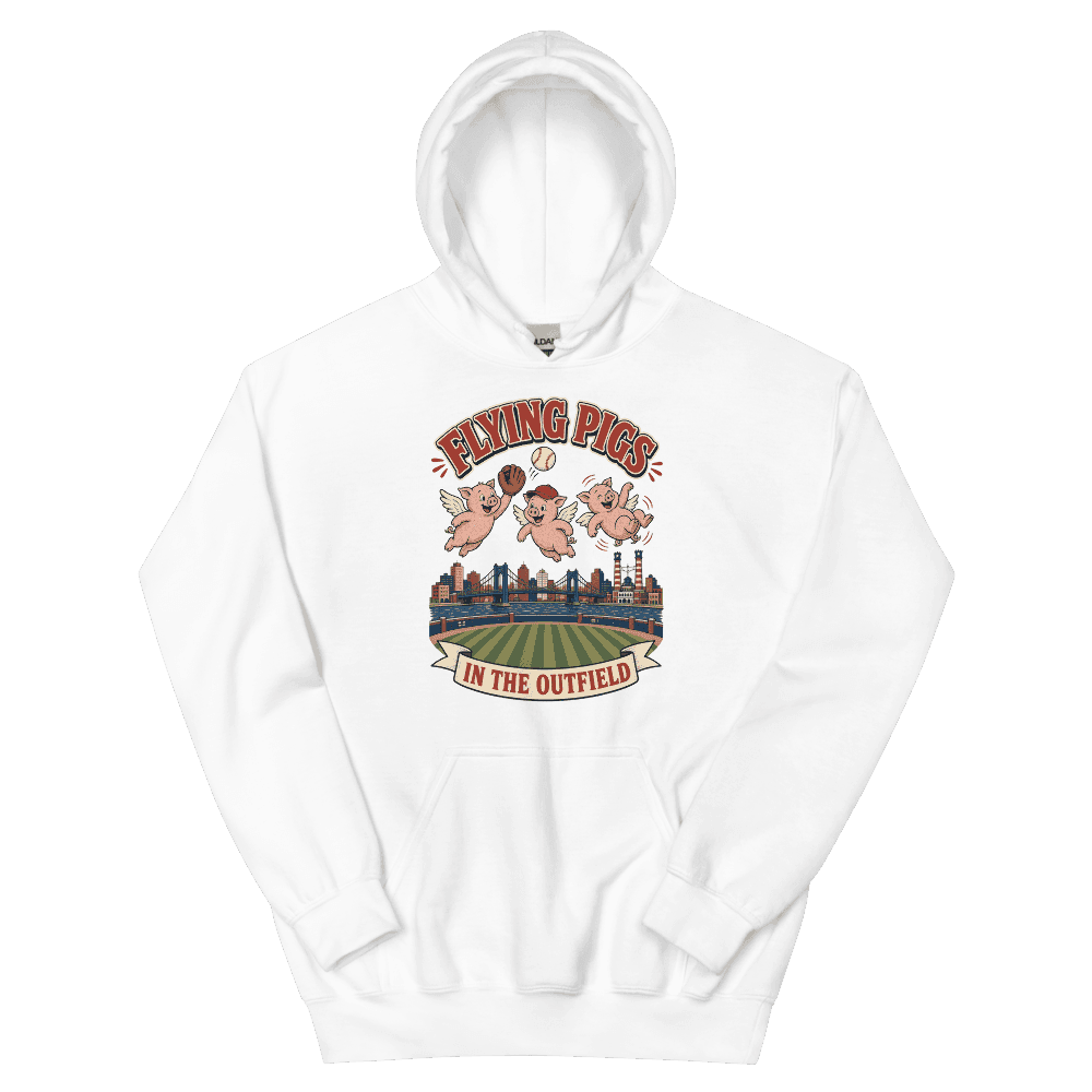 Cincinnati Flying Pigs in the Outfield on White Hoodie