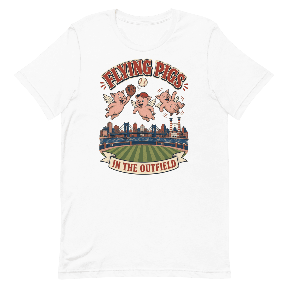 Cincinnati Flying Pigs in the Outfield — White T-Shirt