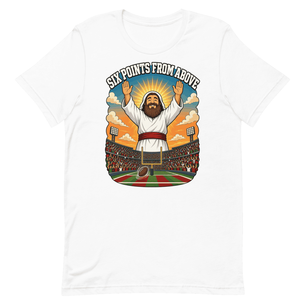 Six Points From Above on White T-Shirt