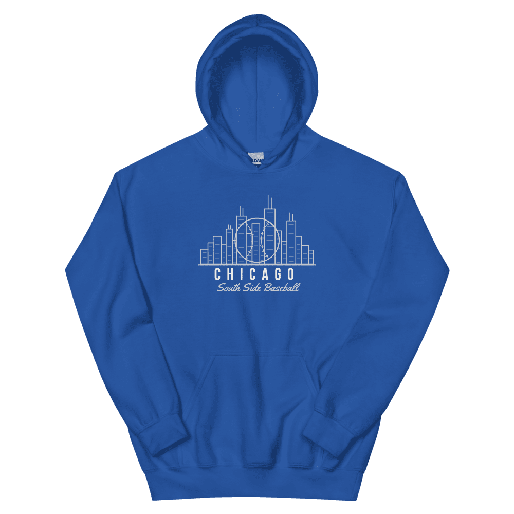 Chicago Skyline Baseball on Royal Hoodie