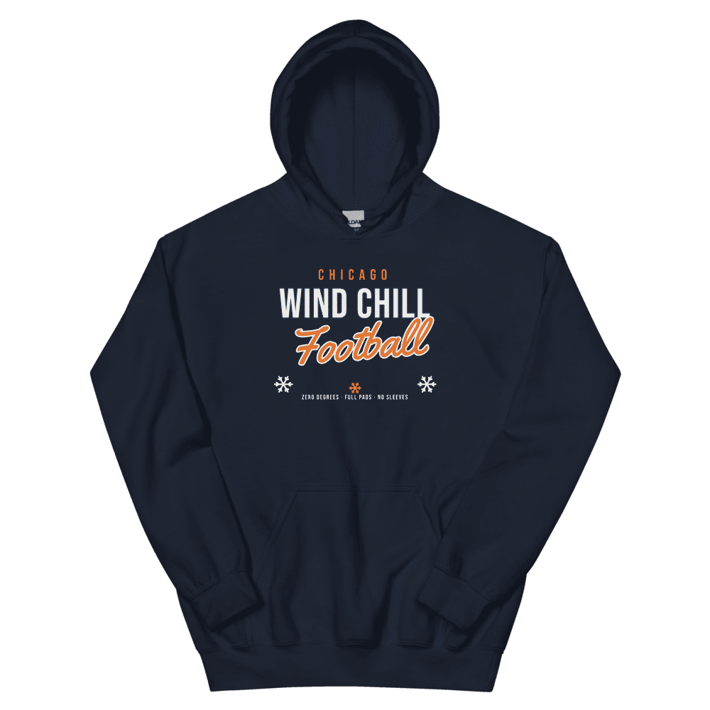 Chicago Wind Chill Football on Navy Hoodie