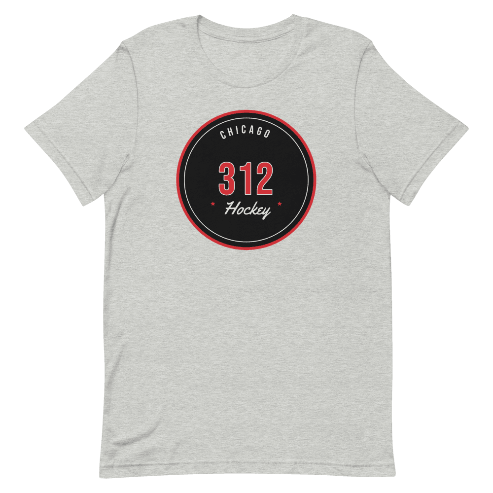 312 Hockey Puck — Athletic Heather T-Shirt