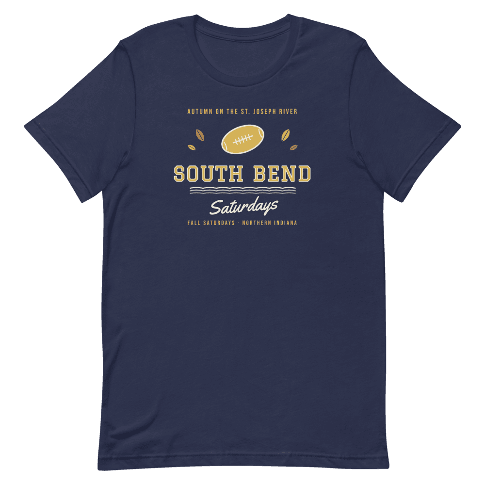 South Bend Saturdays River Football — Navy T-Shirt