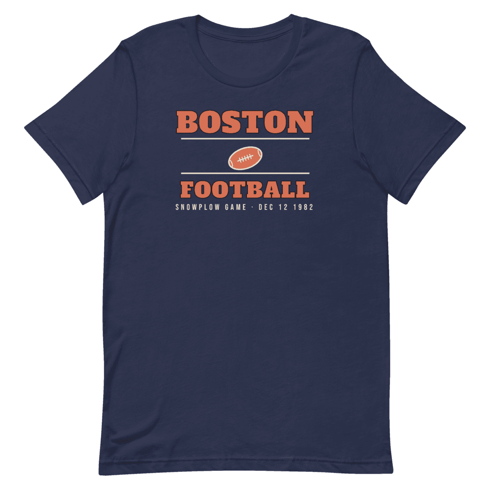 Boston Football Snowplow Game 1982 on Navy T-Shirt