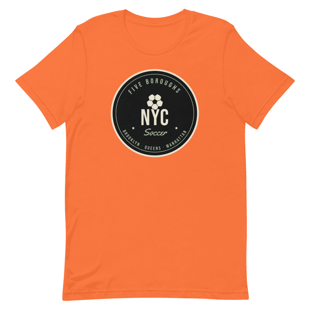 Five Boroughs NYC Soccer Badge — Orange T-Shirt