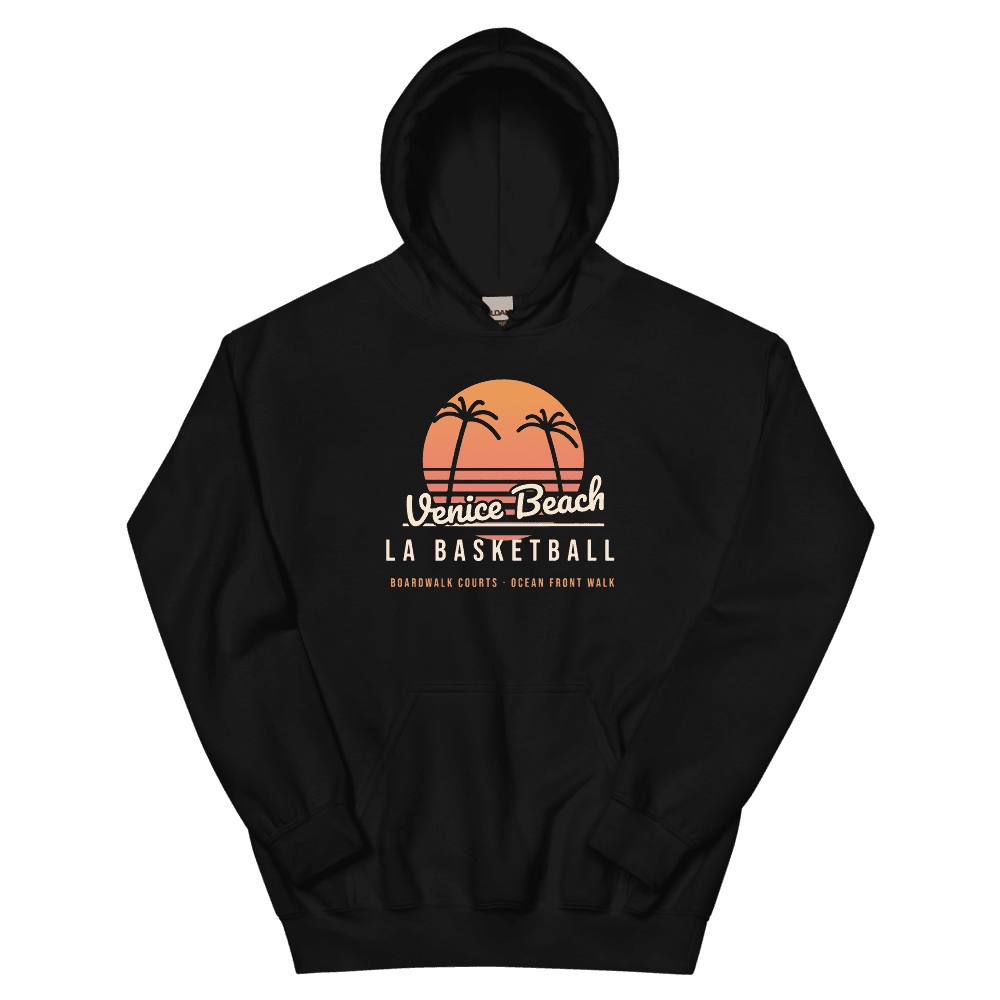 Los Angeles Venice Beach Basketball Sunset — Black Hoodie