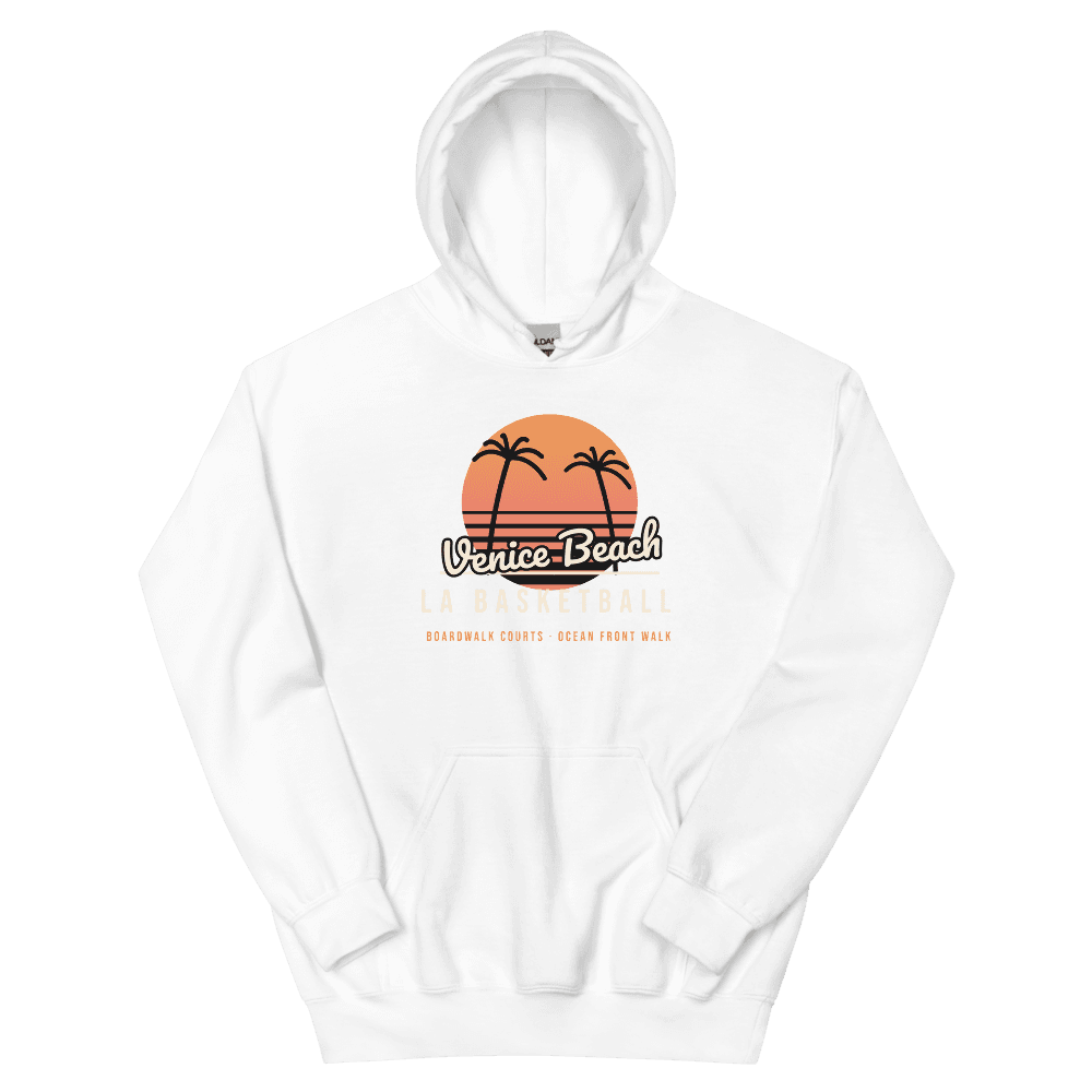 Los Angeles Venice Beach Basketball Sunset — White Hoodie
