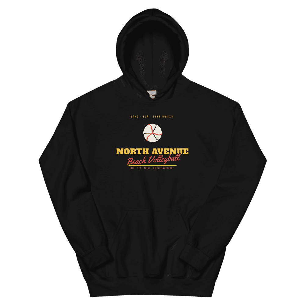 North Avenue Beach Volleyball on Black Hoodie