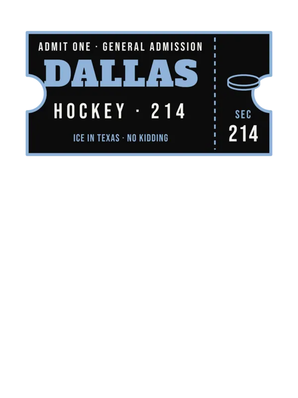 Dallas Hockey Ice in Texas Ticket — original artwork