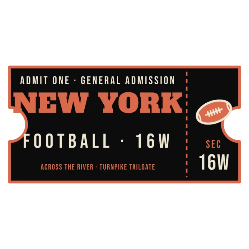 New York Football Across the River Ticket — original artwork