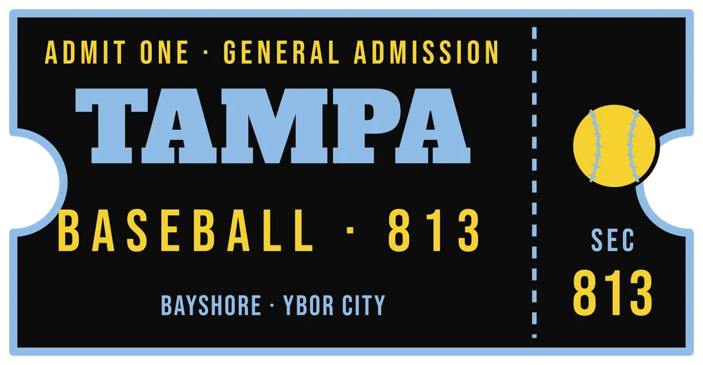 Tampa Ybor City Baseball Ticket — original artwork