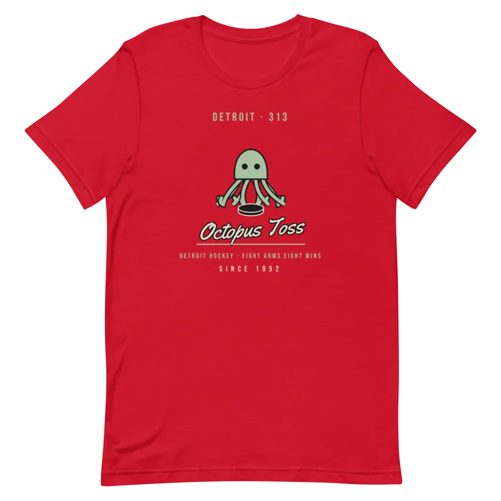 Detroit Octopus on the Ice Hockey — Red T-Shirt