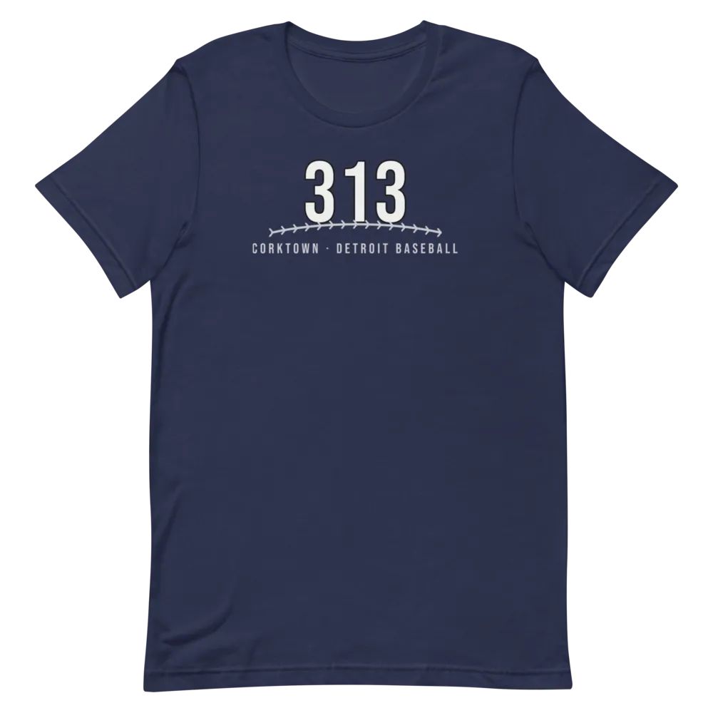 Detroit 313 Corktown Baseball — Navy T-Shirt