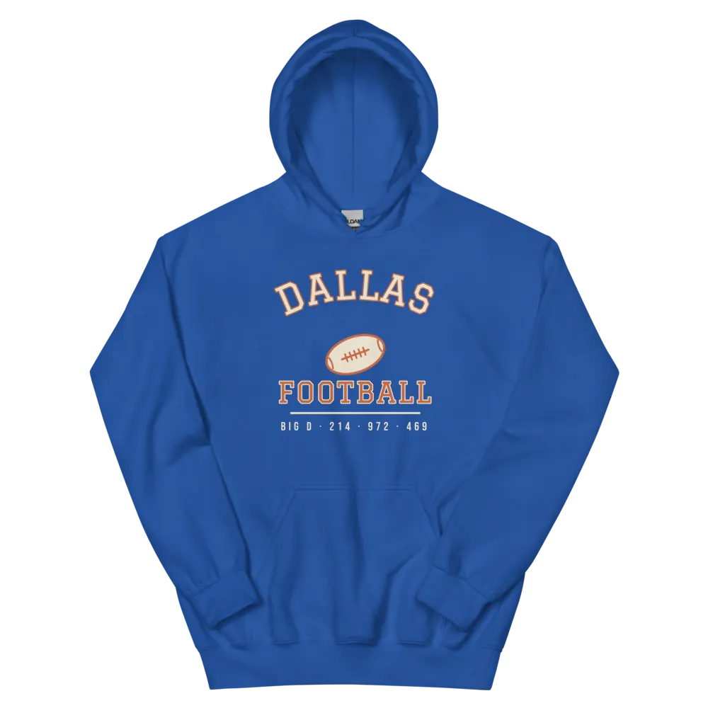 Dallas Big D Football Collegiate Arch — Royal Hoodie
