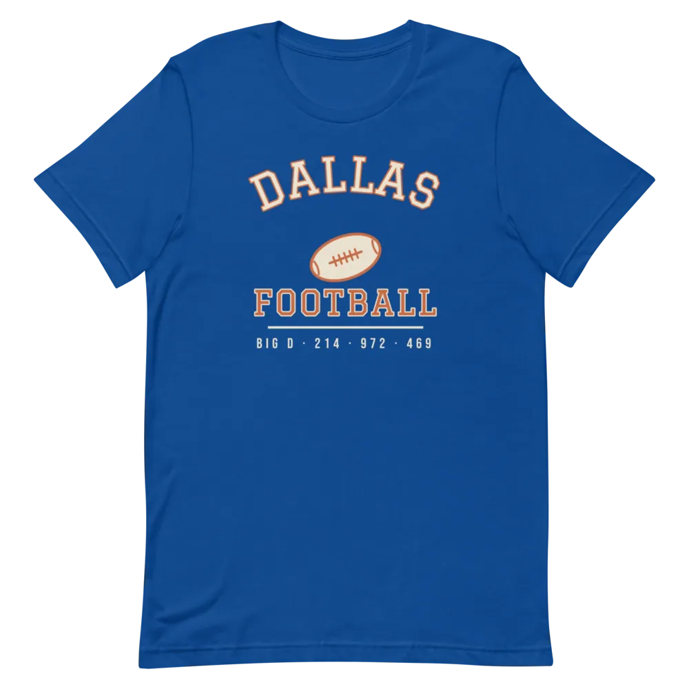 Dallas Big D Football Collegiate Arch — True Royal T-Shirt