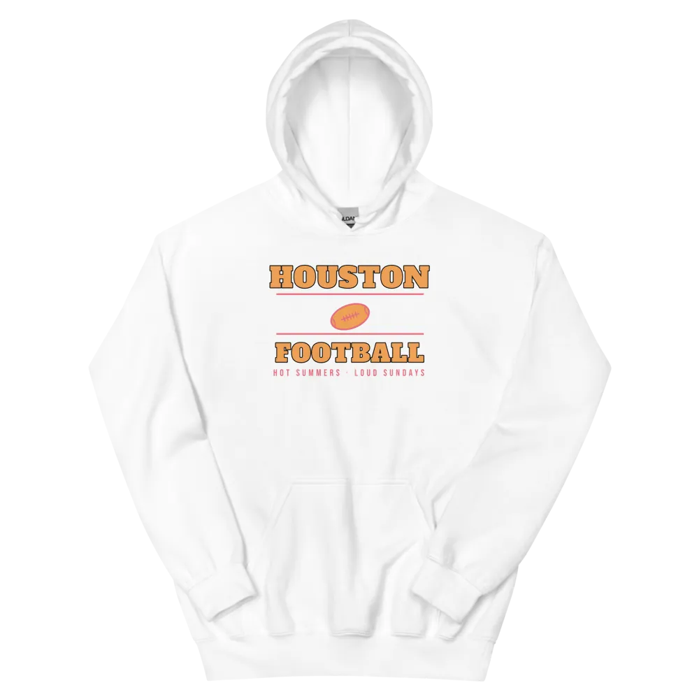 Houston Football Hot Summers Loud Sundays — White Hoodie