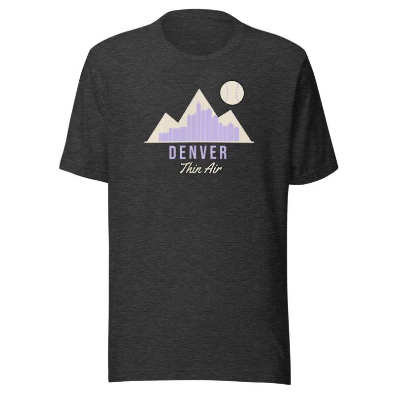 Denver Thin Air Mountain Baseball — Dark Grey Heather T-Shirt