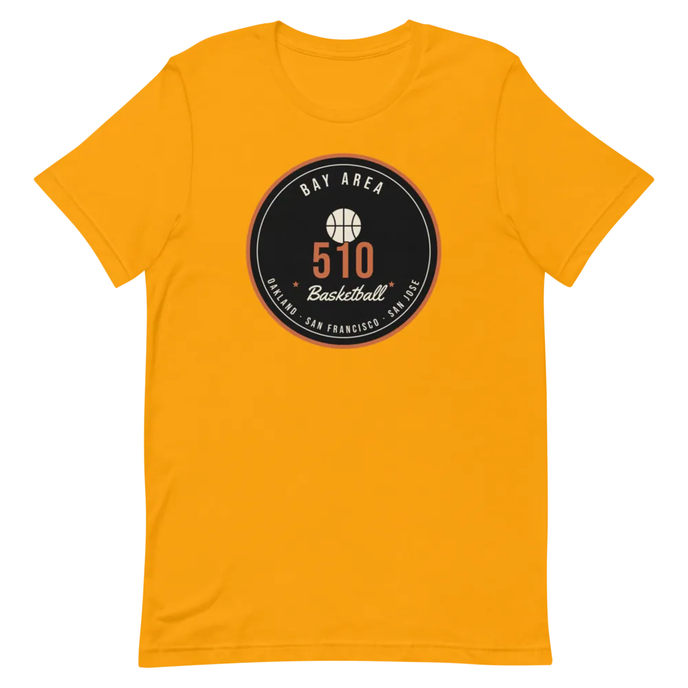 Bay Area 510 Basketball Badge — Gold T-Shirt