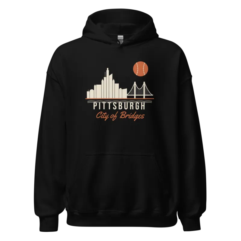 Pittsburgh City of Bridges Baseball — Black Hoodie