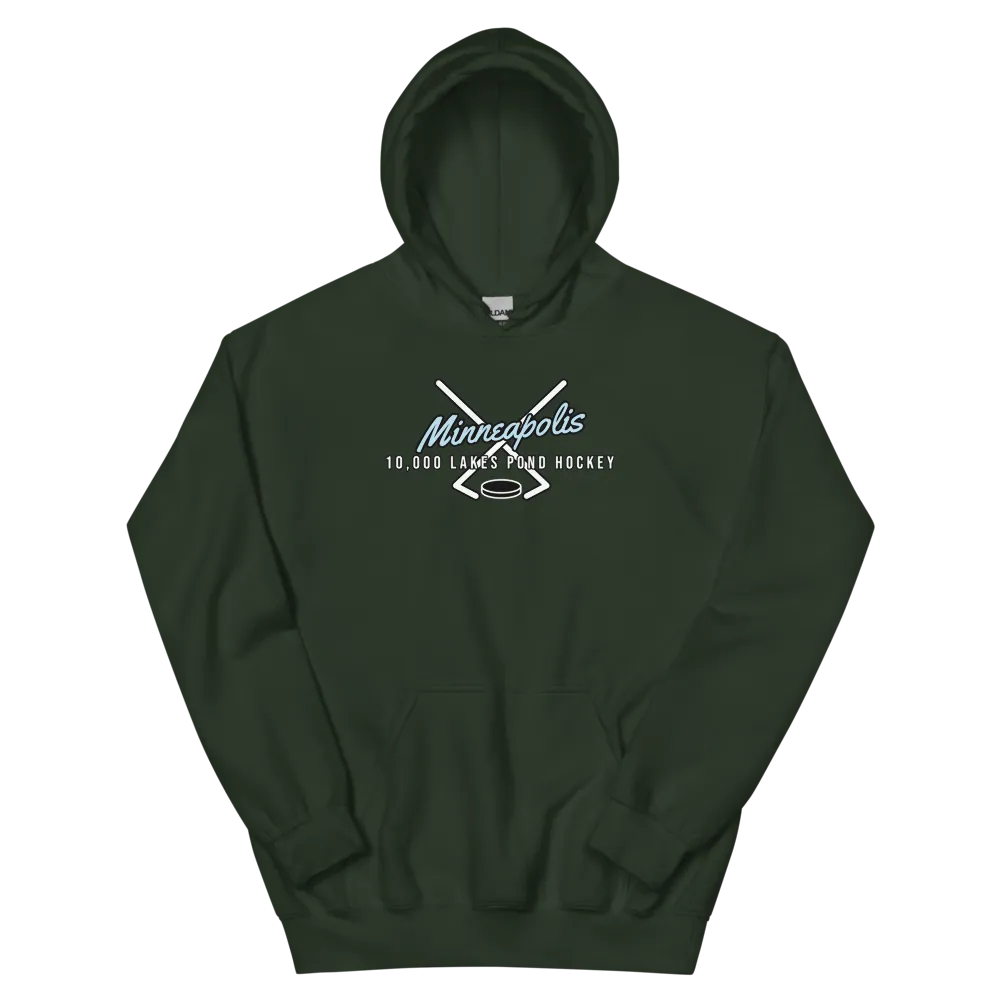 Minneapolis 10,000 Lakes Pond Hockey — Forest Green Hoodie