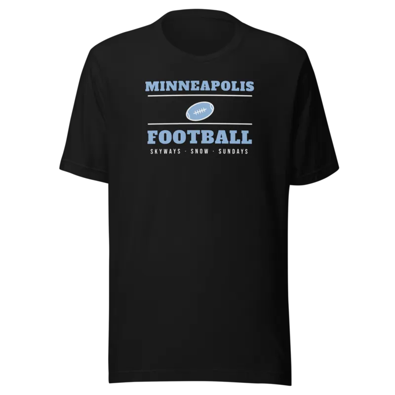 Minneapolis Skyway Football on Black T-Shirt