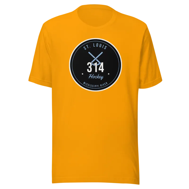 St. Louis 314 Mississippi Hockey Badge — Gold T-Shirt
