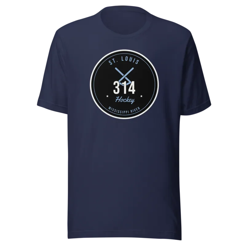 St. Louis 314 Mississippi Hockey Badge — Navy T-Shirt