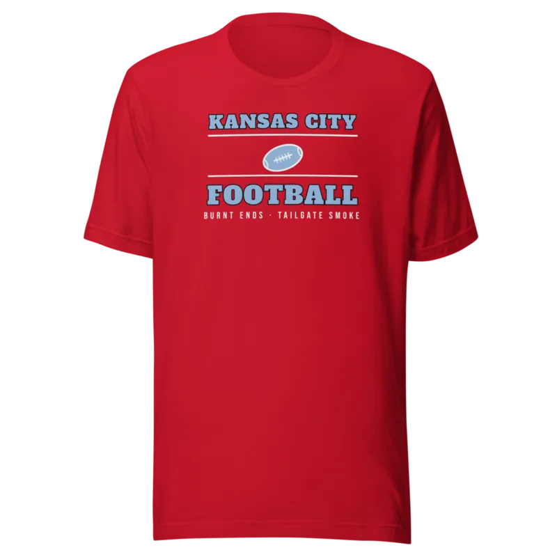 Kansas City Football Burnt Ends Tailgate on Red T-Shirt