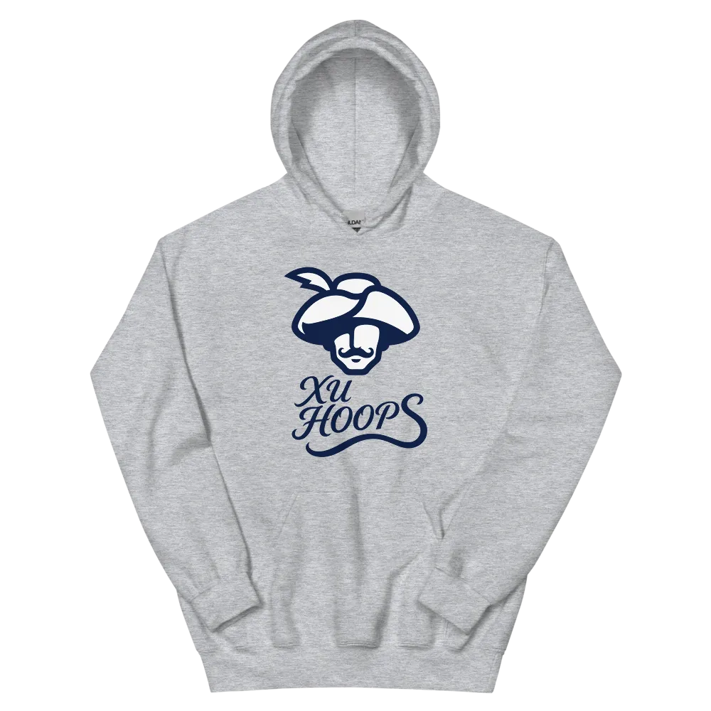 XU Hoops Musketeer Script — Sport Grey Hoodie