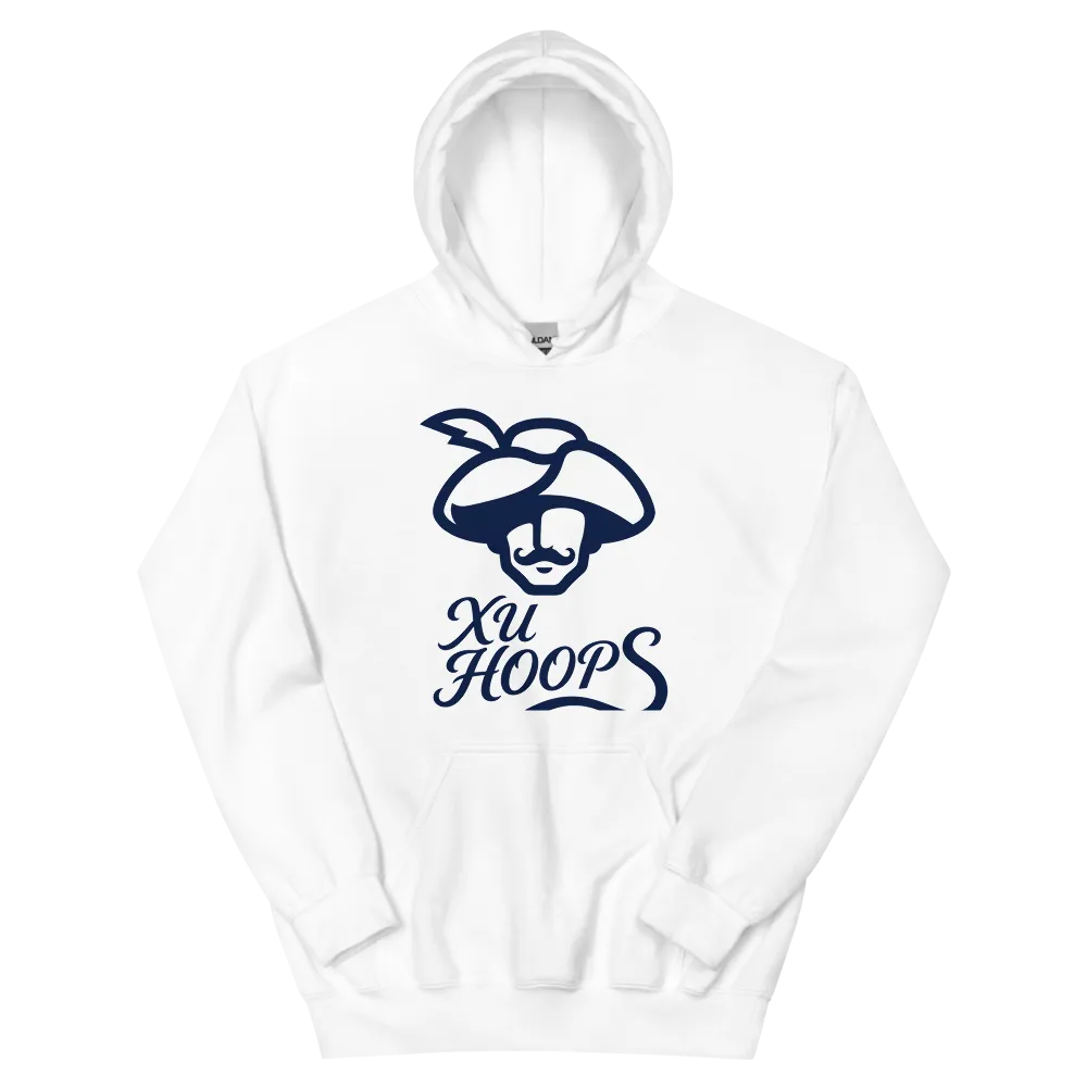 XU Hoops Musketeer Script — White Hoodie