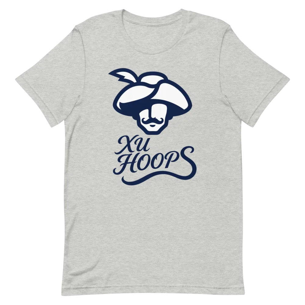 XU Hoops Musketeer Script — Athletic Heather T-Shirt