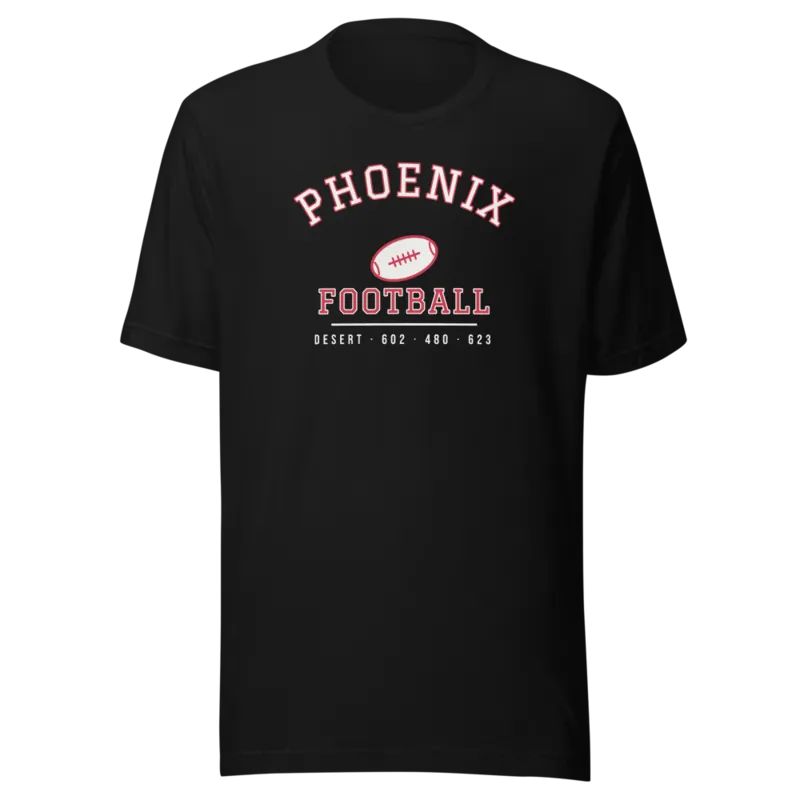 Phoenix Desert Football Collegiate Arch — Black T-Shirt