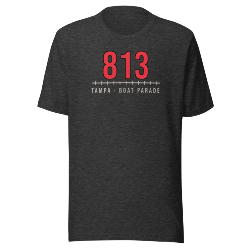 Tampa 813 Boat Parade Football — Dark Grey Heather T-Shirt