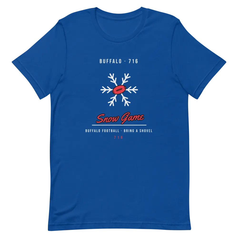 Buffalo Snow Game Football — True Royal T-Shirt