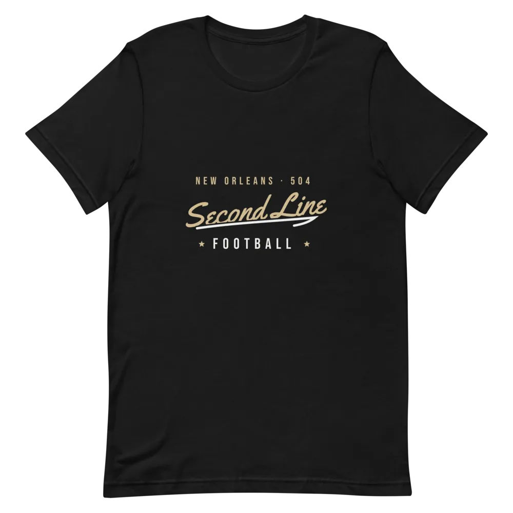 New Orleans Second Line Football — Black T-Shirt