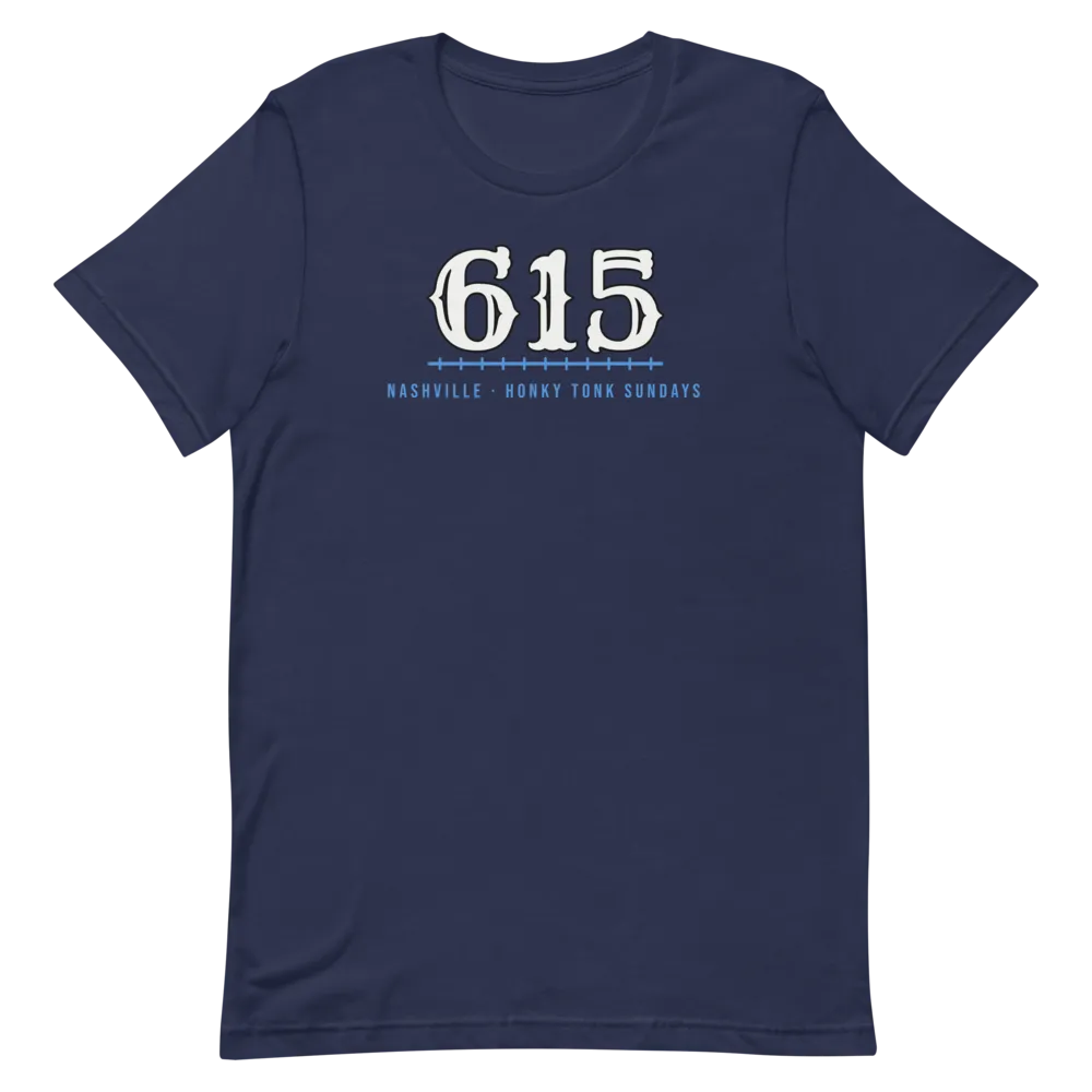 Nashville 615 Honky Tonk Football — Navy T-Shirt
