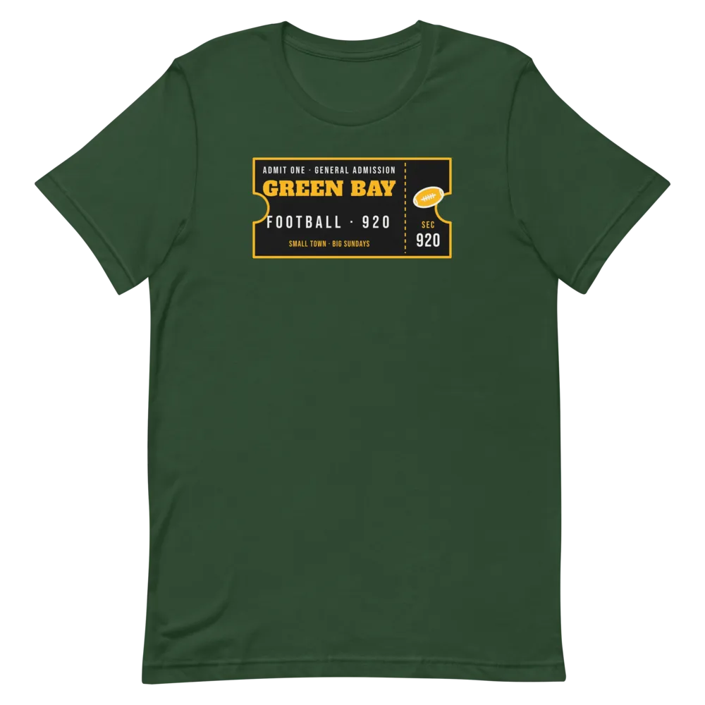 Green Bay Football Small Town Big Sundays Ticket — Forest T-Shirt