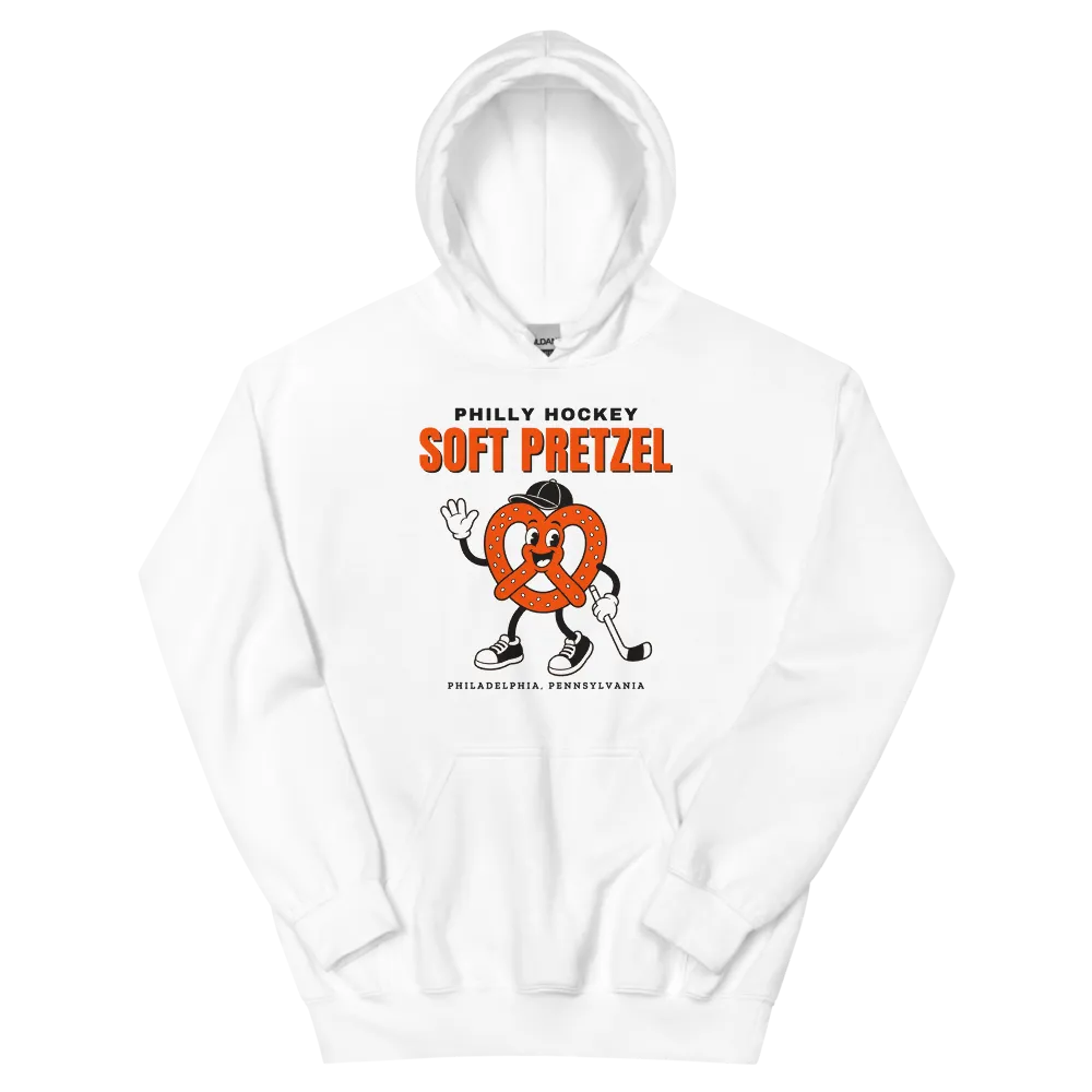 Philly Hockey Soft Pretzel — White Hoodie