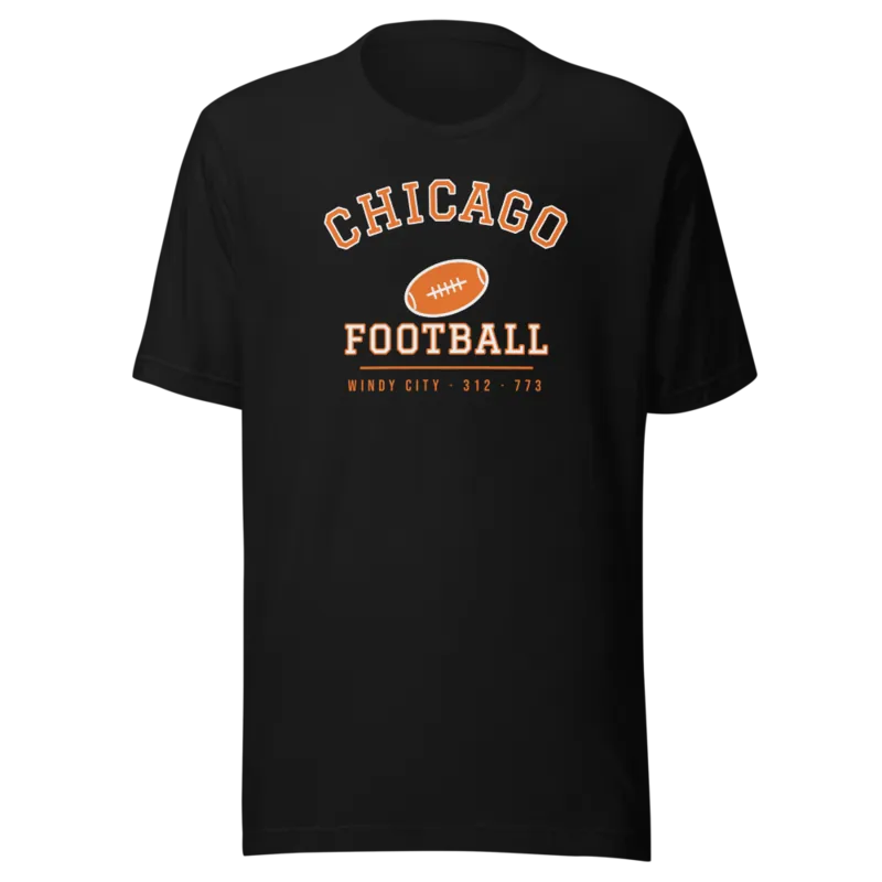 Chicago Football Collegiate Arch — Black T-Shirt