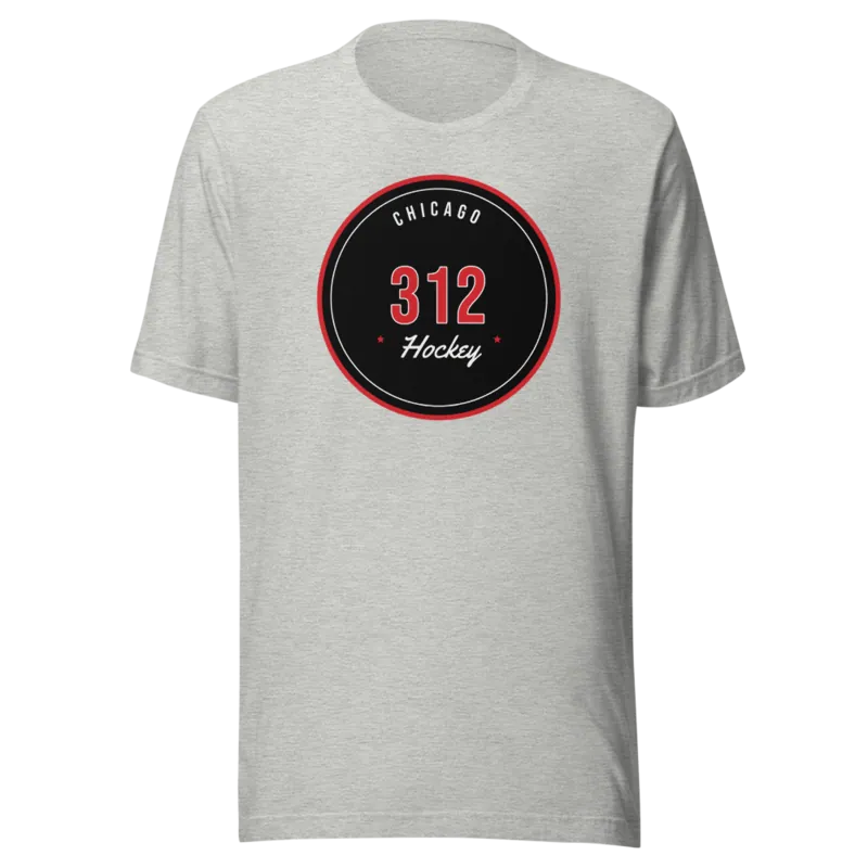 312 Hockey Puck — Athletic Heather T-Shirt